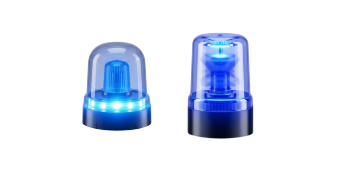 Realistic Blue Emergency Flasher Siren Light transparent background