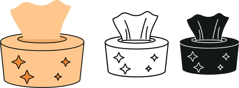 Tissue box illustration vector graphic icon set collection