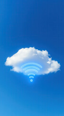Wi-fi signal cloud over clear blue sky digital connectivity nature aerial view technology concept
