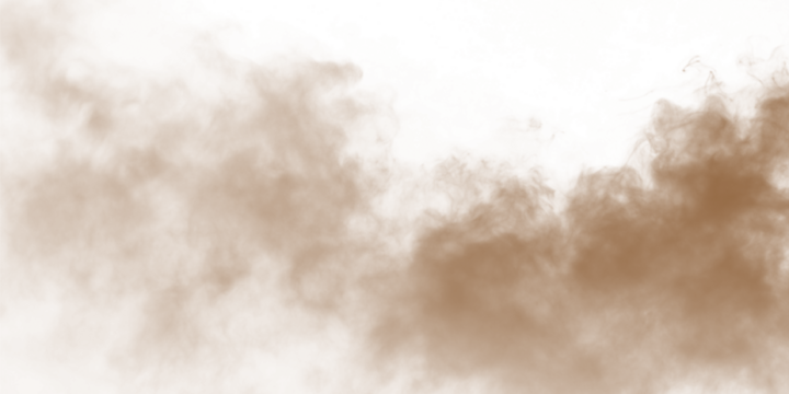 Dust sand soil smoke cloud particles isolated on transparent white background. Brown sandstorm smog sand dust explosion rising. Design elements for Compositing, covering, overlay, PNG