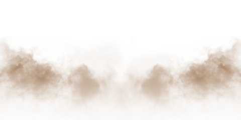 Dust sand soil smoke cloud particles isolated on transparent white background. Brown sandstorm smog sand dust explosion rising. Design elements for Compositing, covering, overlay, PNG