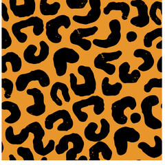 Seamless Leopard Print Pattern With Black Spots On A Warm Orange Background Abstract Animal Skin Texture Design