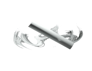 White chalk stick with swirling dust trails isolated on a black background