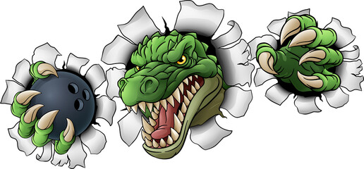 Crocodile Dinosaur Alligator Bowling Sports Mascot © Christos Georghiou