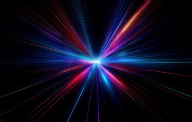 Obraz premium Abstract background with a burst of bright colorful lines radiating out from a central white point.