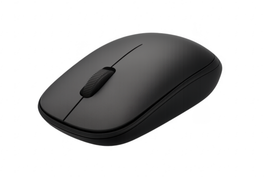 Black wireless computer mouse for technology and office use - Powered by Adobe