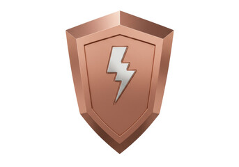 Isolated Bronze Badge with Lightning Bolt Symbol for a Gaming Clan or eSports Team Emblem