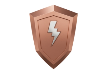 Isolated Bronze Badge with Lightning Bolt Symbol for a Gaming Clan or eSports Team Emblem