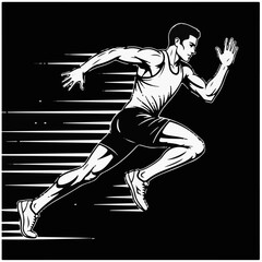 Dynamic Monochrome Sprinter with Speed Trails