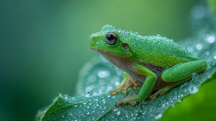Obraz premium Green frog on leaf