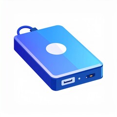 Fototapeta premium Isometric Blue Gradient Portable Power Bank Modern Technology Device