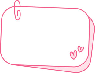 Cute pink note with paperclip and heart