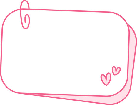 Cute pink note with paperclip and heart