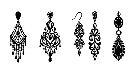 Ornate vintage earrings collection ornate dangle earrings antique jewelry designs elegant accessories formal occasion gems pearls diamonds accents isolated on white background