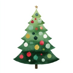 Fototapeta premium Festive watercolor Christmas tree illustration.
