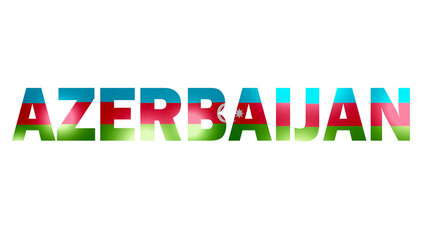 Fototapeta premium Azerbaijan Text With Flag Isolated On Transparent PNG Background