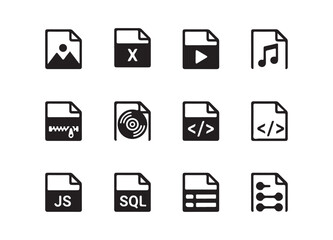 Fototapeta premium Collection of file format icons, a diverse symbol of file extensions, Vector illustration