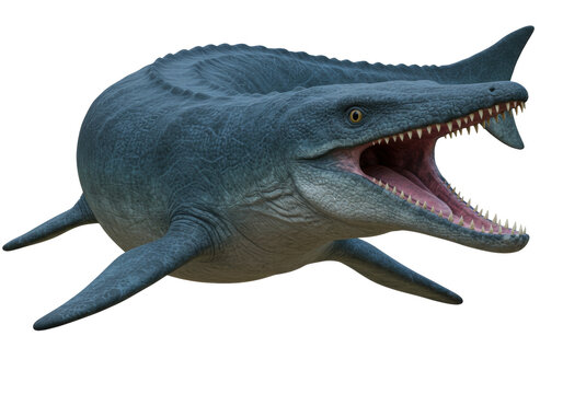 Isolated Ocean Predator with Open Jaws a Mosasaur aquatic reptile from Late Cretaceous