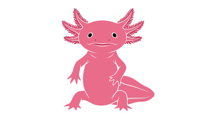 Charming pink axolotl character cute amphibian drawing for children's books and nature enthusiasts adorable aquatic animal isolated on white background