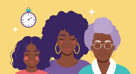 Three Generations of Black Women A Daughter Mother and Grandmother.