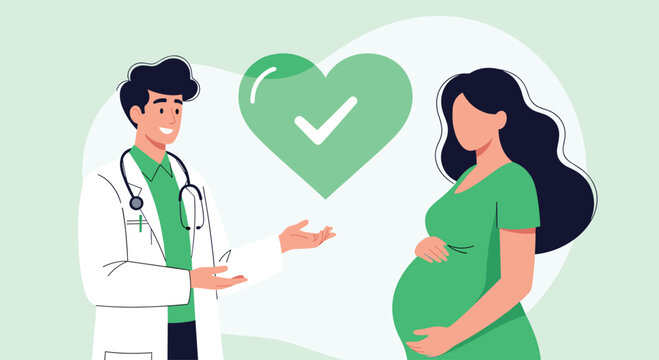 Doctor providing prenatal care and consultation to a pregnant woman.