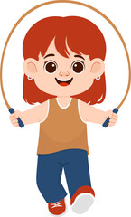 Illustration of Girl Jumping Rope for Exercise