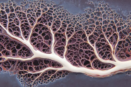 Branching vascular network closeup