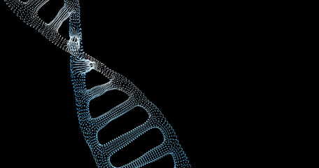 Digital DNA Double Helix Particle Structure - 3d rendering