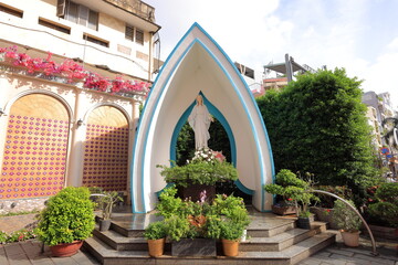 Tan Dinh Catholic Church (Nha Tho Giao Xu Tan Dinh), a pink Catholic church in District 1, Ho Chi...