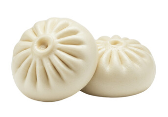 Isolated steamed buns, close-up of bao buns made from yeast dough, delicious popular Asian snack food