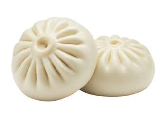 Isolated steamed buns, close-up of bao buns made from yeast dough, delicious popular Asian snack food
