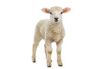 Isolated Lamb Looking at Camera – Livestock Animal, Agricultural, Farmyard Animal, Wooly