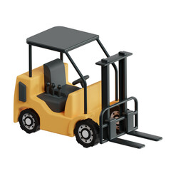 3d yellow industrial forklift truck