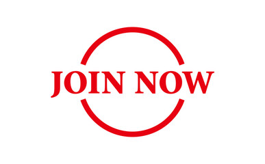 JOIN NOW - Red Rubber Stamp with text JOIN NOW
