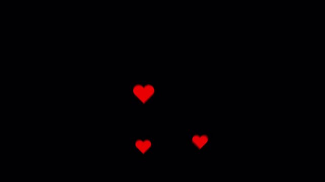 Animated Floating Hearts Upward | Social Media Live Reaction Hearts | 4K Transparent Background Alpha Channel Video