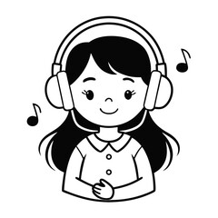 girl with headphones listening