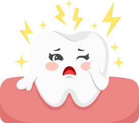 Cartoon Tooth Character Experiencing Pain Illustration
