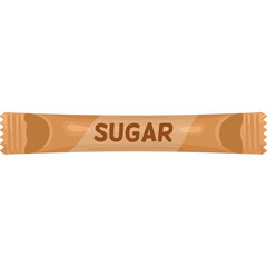 Single Brown Sugar Packet With The Word Sugar Printed In The Center On A Transparent Background
