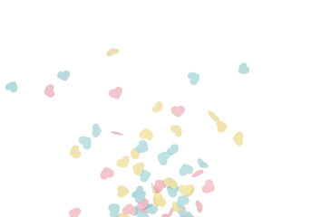 Isolated falling pastel hearts confetti for holidays celebration, baby shower and romance