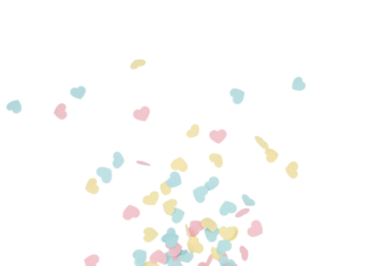 Isolated falling pastel hearts confetti for holidays celebration, baby shower and romance