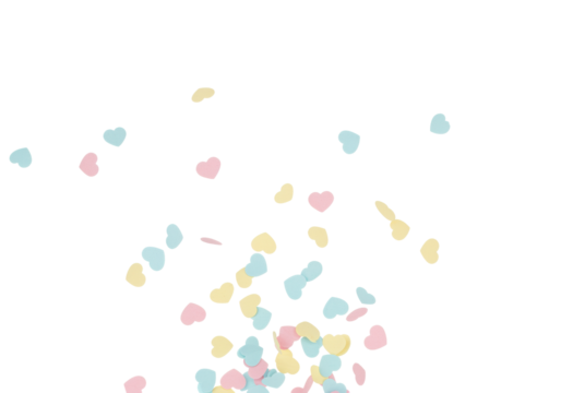 Isolated falling pastel hearts confetti for holidays celebration, baby shower and romance