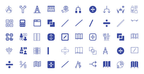Naklejka premium Collection of Blue Icons: Math, Business, and Design Elements