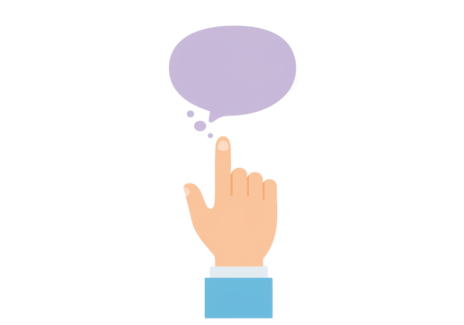 Isolated pointing finger and thinking cloud concept for communication and ideas message - Powered by Adobe