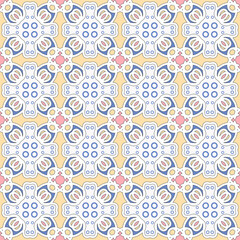 Pastel Geometric Floral Seamless Pattern