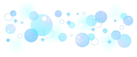 雪の結晶とブルーのふわふわした光のイラスト
