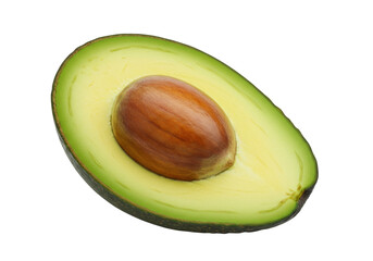 Isolated Avocado half with pit, a healthy fruit from the tropics, rich in healthy oils