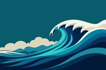 A cartoon illustration of waves with simple curves vector illustration