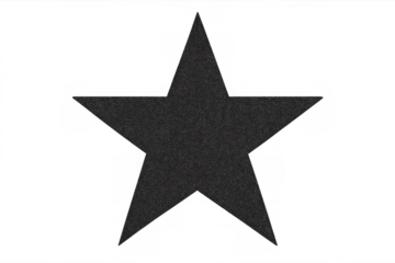 Black star shape icon on transparent background representing award, rating, quality, success, and excellence