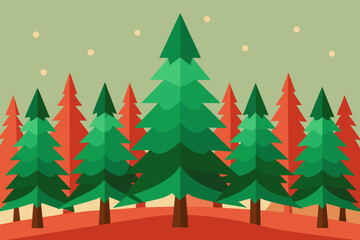 Fototapeta premium A simple cartoon of a Christmas tree forest vector illustration