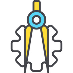 Architectural Compass Icon With Gear Symbol On Transparent Background Representing Engineering Design Planning And Precision